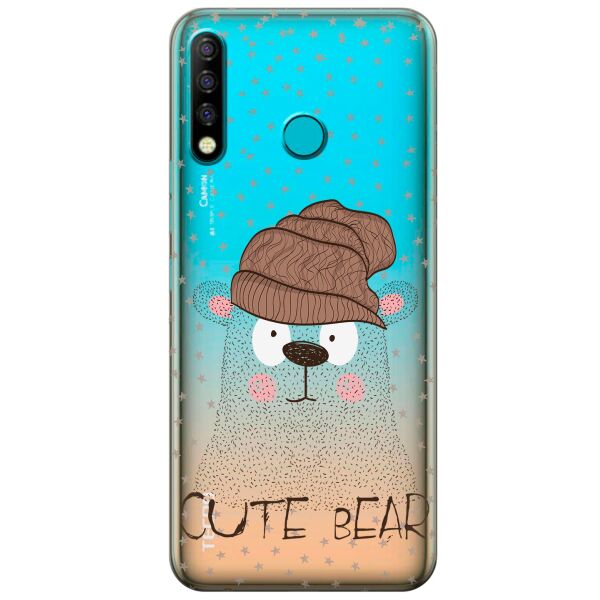 

Прозрачный силиконовый чехол iSwag для Tecno Camon 12 CC7 с рисунком - Медведь (KS9809)