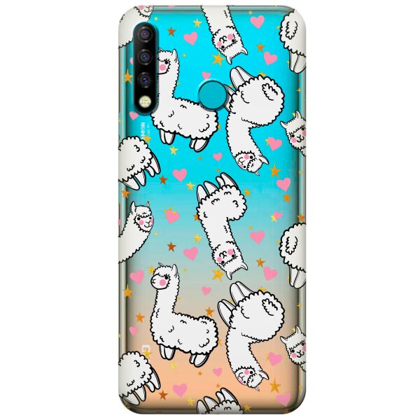 

Прозрачный силиконовый чехол iSwag для Tecno Camon 12 CC7 с рисунком - Ламы (KS9847)