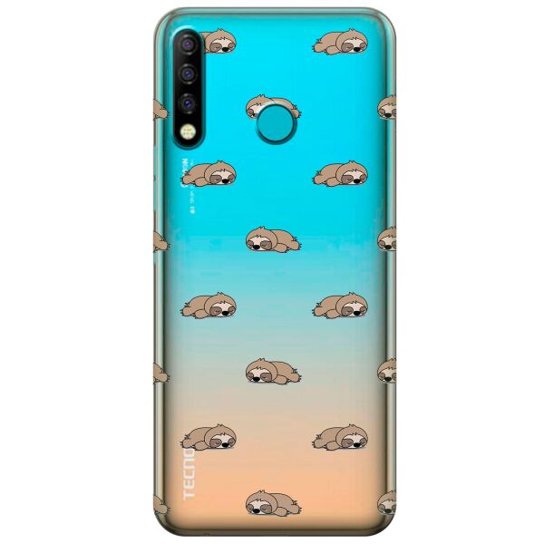 

Прозрачный силиконовый чехол iSwag для Tecno Camon 12 CC7 с рисунком - Спящие ленивцы (KS9866)