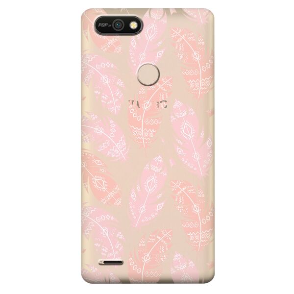 

Прозрачный силиконовый чехол iSwag для Tecno POP 2F (B1F) с рисунком - Розовые перья (KS10177)