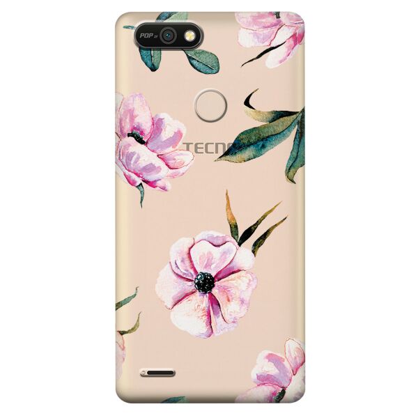 

Прозрачный силиконовый чехол iSwag для Tecno POP 2F (B1F) с рисунком - Пионы (KS10183)