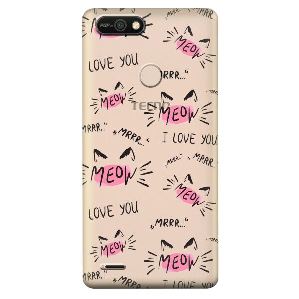 

Прозрачный силиконовый чехол iSwag для Tecno POP 2F (B1F) с рисунком - Кошачьи мордочки (KS10186)