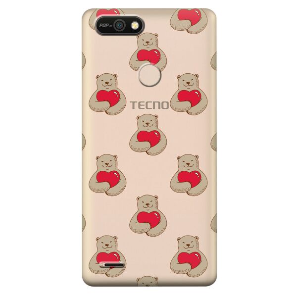 

Прозрачный силиконовый чехол iSwag для Tecno POP 2F (B1F) с рисунком - Влюбленные медведи (KS10223)