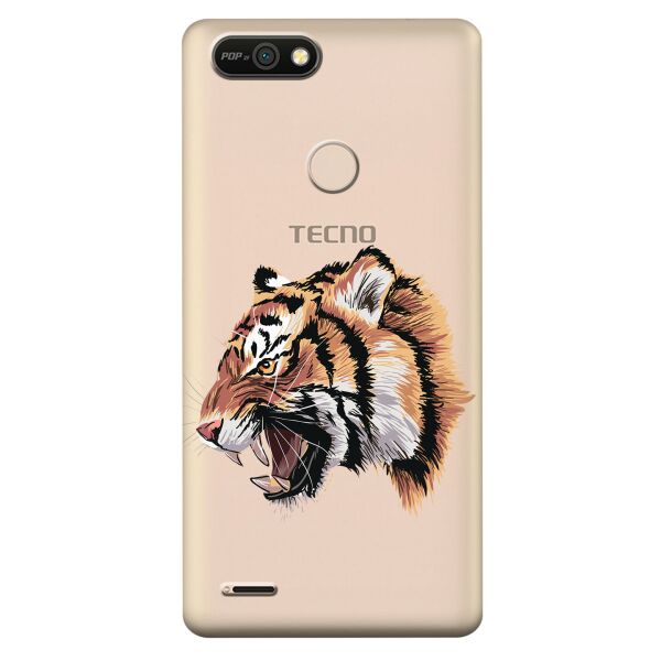 

Прозрачный силиконовый чехол iSwag для Tecno POP 2F (B1F) с рисунком - Тигр (KS10238)