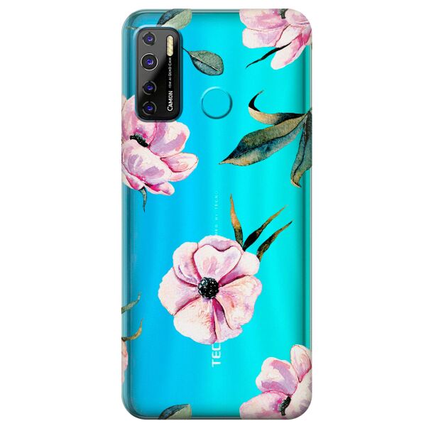 

Прозрачный силиконовый чехол iSwag для Tecno Camon 15 Air с рисунком - Пионы (KS10333)