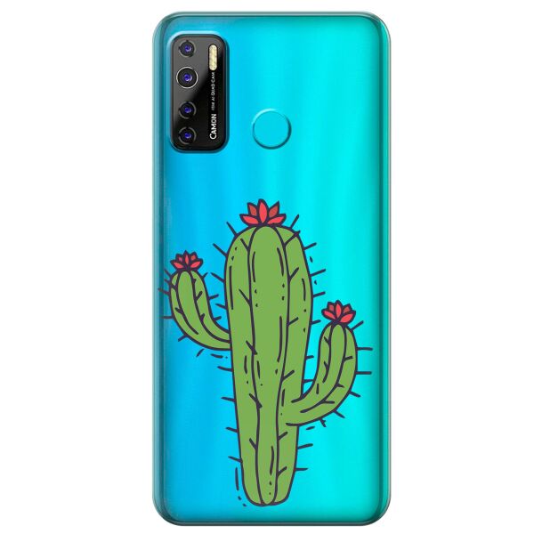 

Прозрачный силиконовый чехол iSwag для Tecno Camon 15 Air с рисунком - Тропический кактус (KS10346)