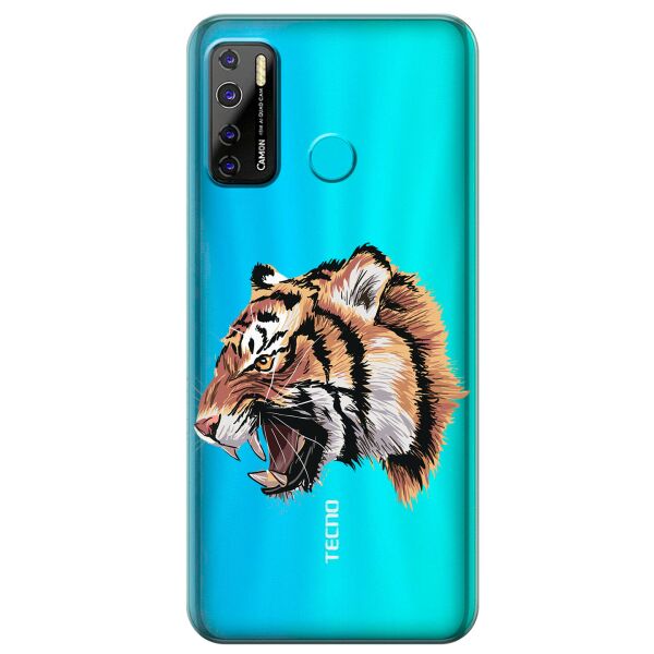 

Прозрачный силиконовый чехол iSwag для Tecno Camon 15 Air с рисунком - Тигр (KS10388)