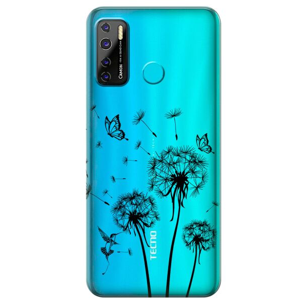 

Прозрачный силиконовый чехол iSwag для Tecno Camon 15 Air с рисунком - Одуванчики (KS10396)