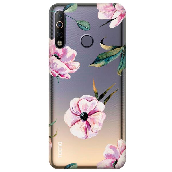 

Прозрачный силиконовый чехол iSwag для Tecno Camon 12 Air с рисунком - Пионы (KS10408)