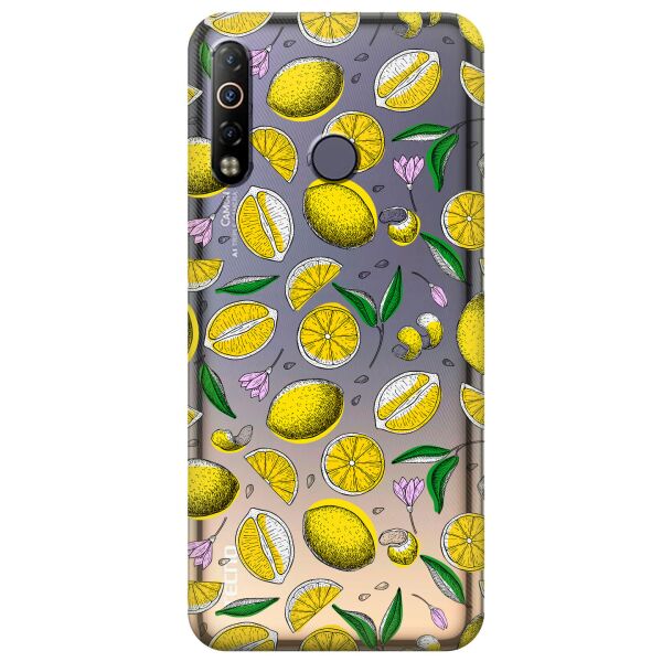 

Прозрачный силиконовый чехол iSwag для Tecno Camon 12 Air с рисунком - Лимоны (KS10424)