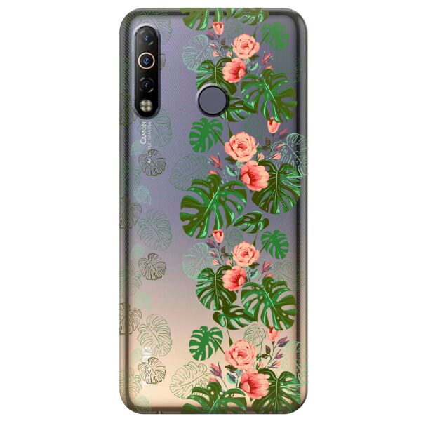 

Прозрачный силиконовый чехол iSwag для Tecno Camon 12 Air с рисунком - Тропические листья (KS10444)