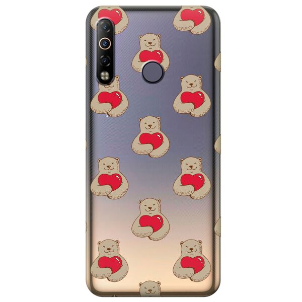 

Прозрачный силиконовый чехол iSwag для Tecno Camon 12 Air с рисунком - Влюбленные медведи (KS10448)