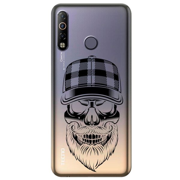 

Прозрачный силиконовый чехол iSwag для Tecno Camon 12 Air с рисунком - Бородатый череп (KS10451)