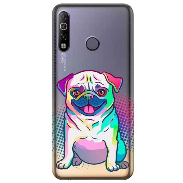 

Прозрачный силиконовый чехол iSwag для Tecno Camon 12 Air с рисунком - Мопс (KS10460)