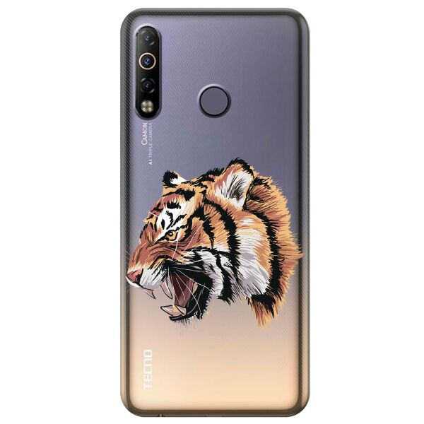 

Прозрачный силиконовый чехол iSwag для Tecno Camon 12 Air с рисунком - Тигр (KS10463)