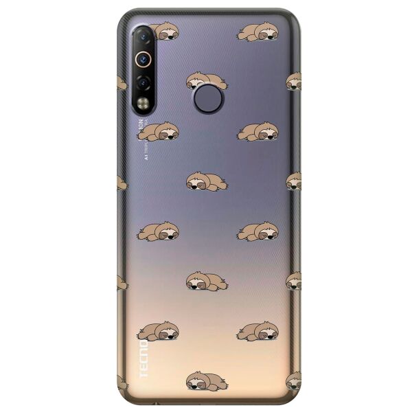 

Прозрачный силиконовый чехол iSwag для Tecno Camon 12 Air с рисунком - Спящие ленивцы (KS10466)