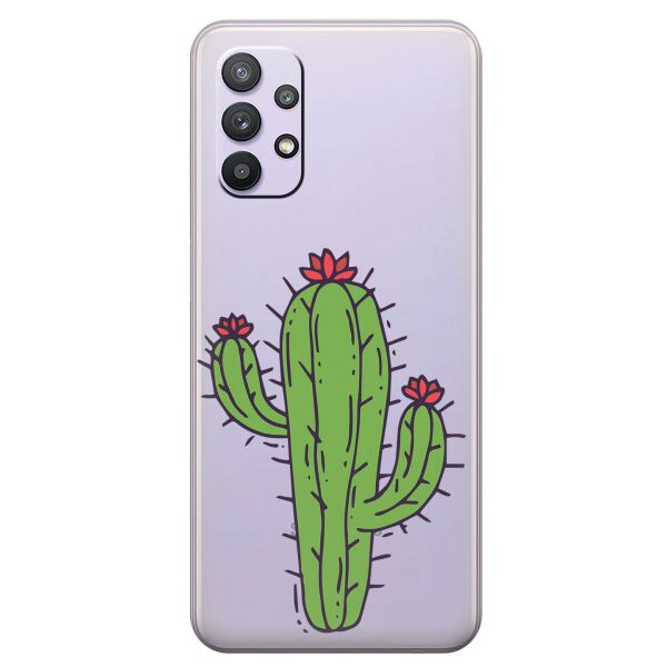 

Прозрачный силиконовый чехол iSwag для Samsung Galaxy A32 с рисунком - Тропический кактус (KS10496)