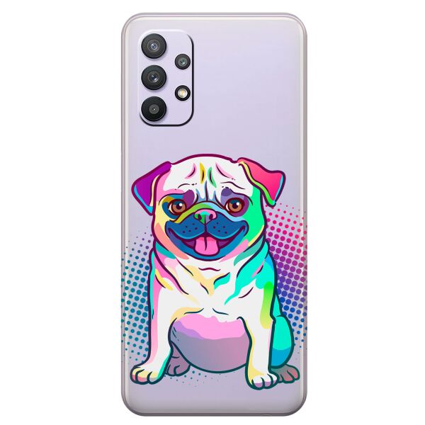 

Прозрачный силиконовый чехол iSwag для Samsung Galaxy A32 с рисунком - Мопс (KS10535)