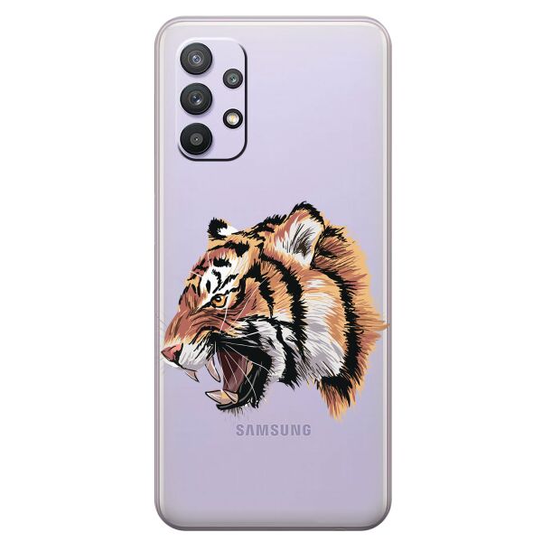 

Прозрачный силиконовый чехол iSwag для Samsung Galaxy A32 с рисунком - Тигр (KS10538)