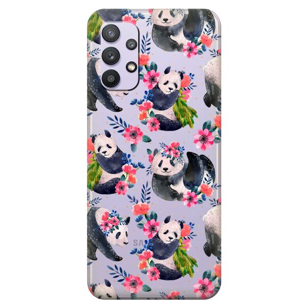 

Прозрачный силиконовый чехол iSwag для Samsung Galaxy A32 с рисунком - Пандочки (KS10548)