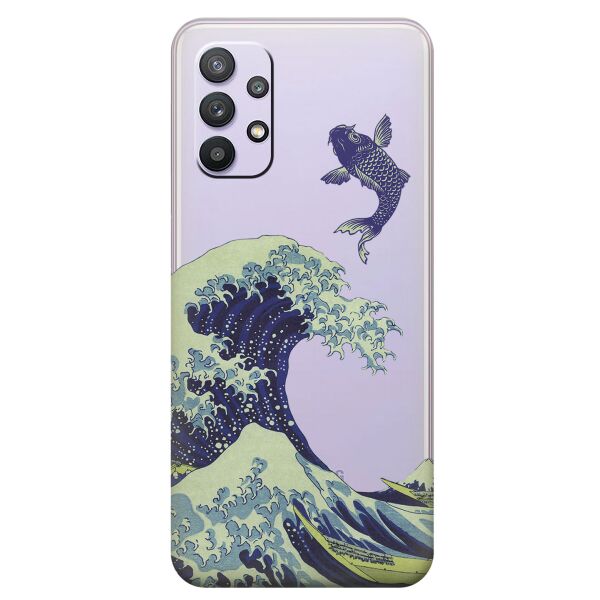 

Прозрачный силиконовый чехол iSwag для Samsung Galaxy A32 с рисунком - Большая волна в Канагаве (KS10550)