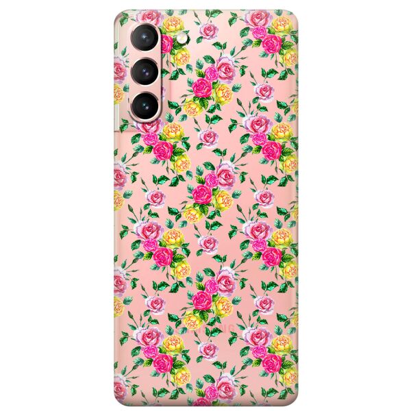 

Прозрачный силиконовый чехол iSwag для Samsung Galaxy S21 с рисунком - Розы (KS10851)