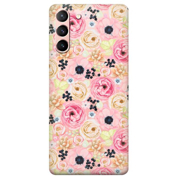 

Прозрачный силиконовый чехол iSwag для Samsung Galaxy S21 с рисунком - Цветочный букет (KS10856)