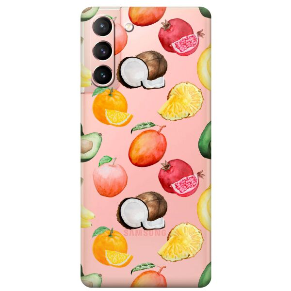

Прозрачный силиконовый чехол iSwag для Samsung Galaxy S21 с рисунком - Фрукты (KS10881)