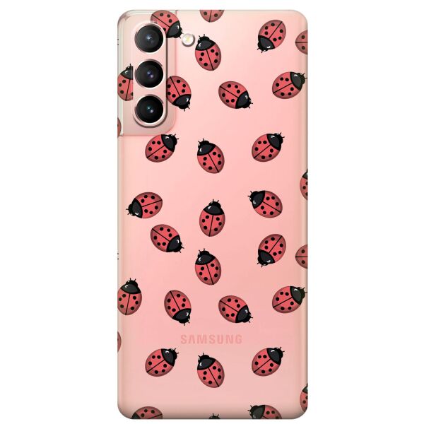 

Прозрачный силиконовый чехол iSwag для Samsung Galaxy S21 с рисунком - Божьи коровки (KS10883)