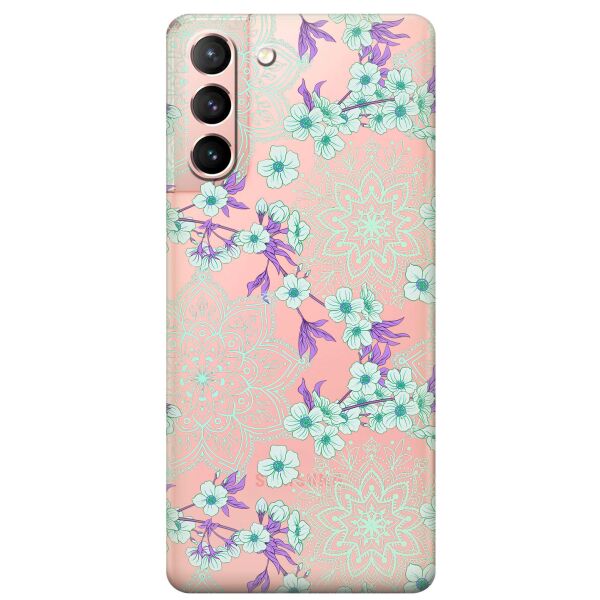 

Прозрачный силиконовый чехол iSwag для Samsung Galaxy S21 с рисунком - Цветочная мандала (KS10887)