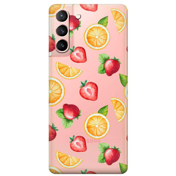 

Прозрачный силиконовый чехол iSwag для Samsung Galaxy S21 с рисунком - Фруктовый дизайн (KS10895)