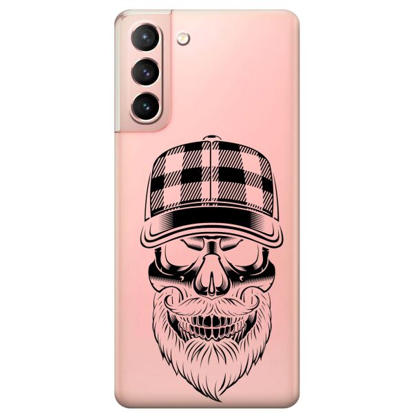 

Прозрачный силиконовый чехол iSwag для Samsung Galaxy S21 с рисунком - Бородатый череп (KS10901)