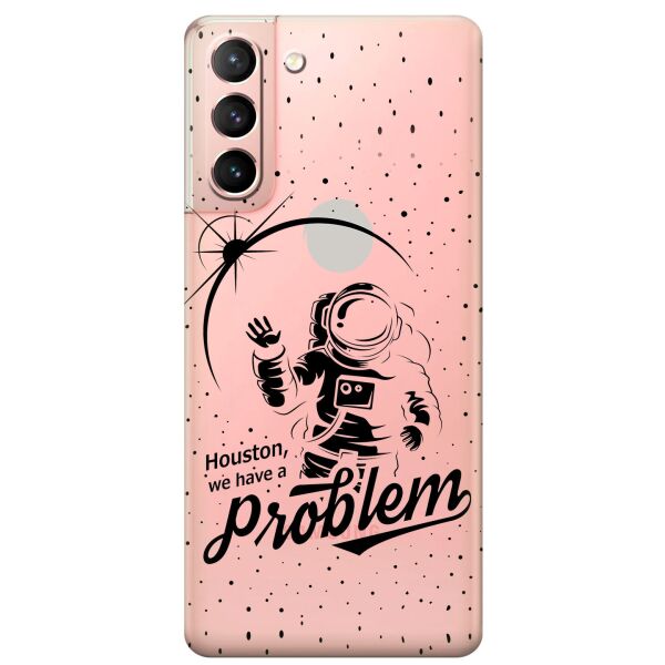 

Прозрачный силиконовый чехол iSwag для Samsung Galaxy S21 с рисунком - Космонавт с проблемой (KS10906)