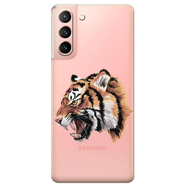 

Прозрачный силиконовый чехол iSwag для Samsung Galaxy S21 с рисунком - Тигр (KS10913)