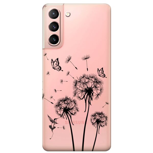 

Прозрачный силиконовый чехол iSwag для Samsung Galaxy S21 с рисунком - Одуванчики (KS10921)