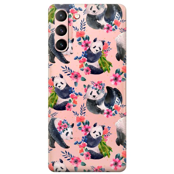 

Прозрачный силиконовый чехол iSwag для Samsung Galaxy S21 с рисунком - Пандочки (KS10923)