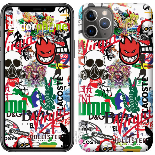 

Чехол на iPhone 11 Pro Many different logos 4022t-1788, 2D пластик