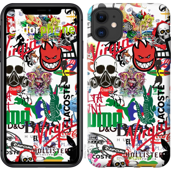 

Чехол на iPhone 11 Many different logos 4022m-1722, Пластик матовый
