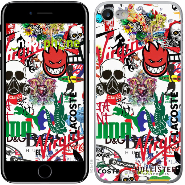 

Чехол на iPhone 7 Many different logos 4022t-336, 2D пластик