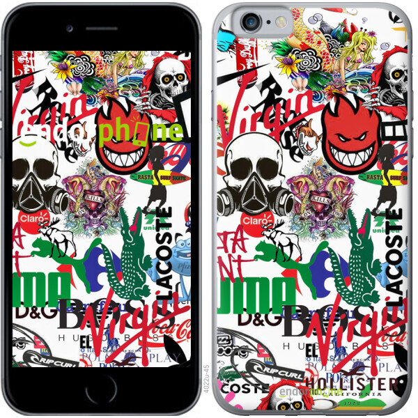 

Чехол на iPhone 6 Many different logos 4022u-45, Силикон