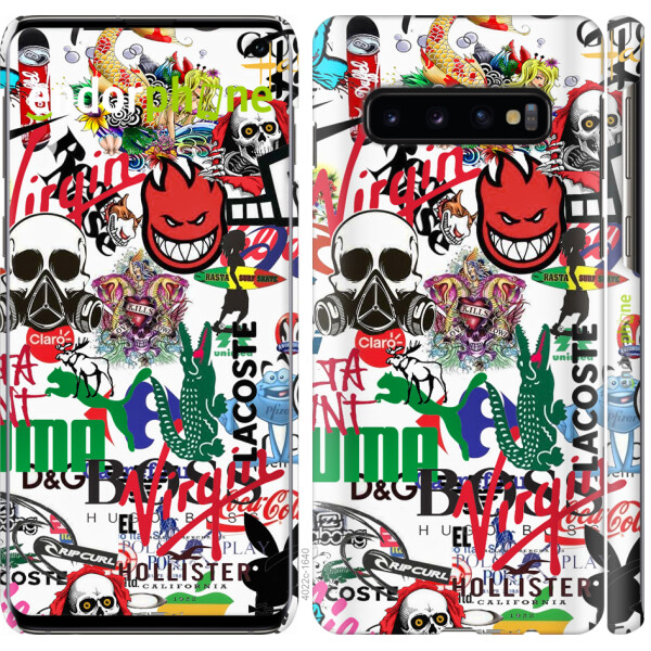 

Чехол на Samsung Galaxy S10 Many different logos 4022u-1640, Силикон