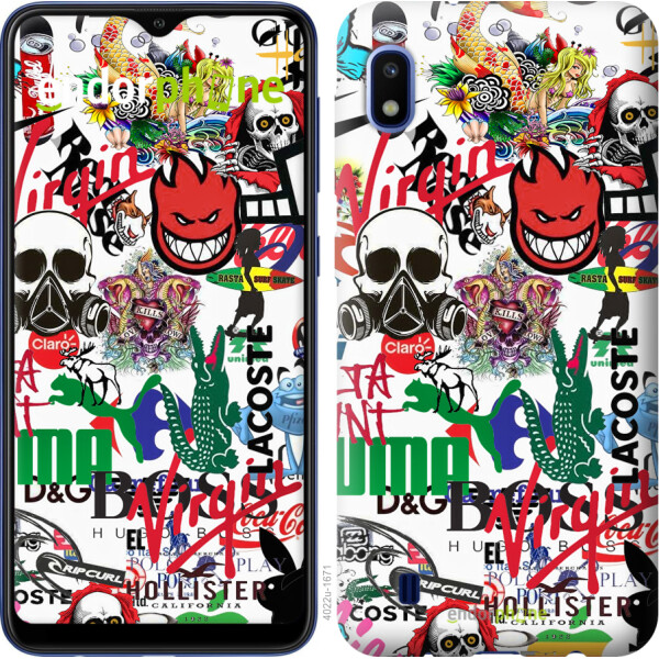

Чехол на Samsung Galaxy A10 2019 A105F Many different logos 4022t-1671, 2D пластик