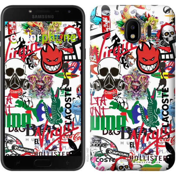 

Чехол на Samsung Galaxy J4 2018 Many different logos 4022u-1487, Силикон