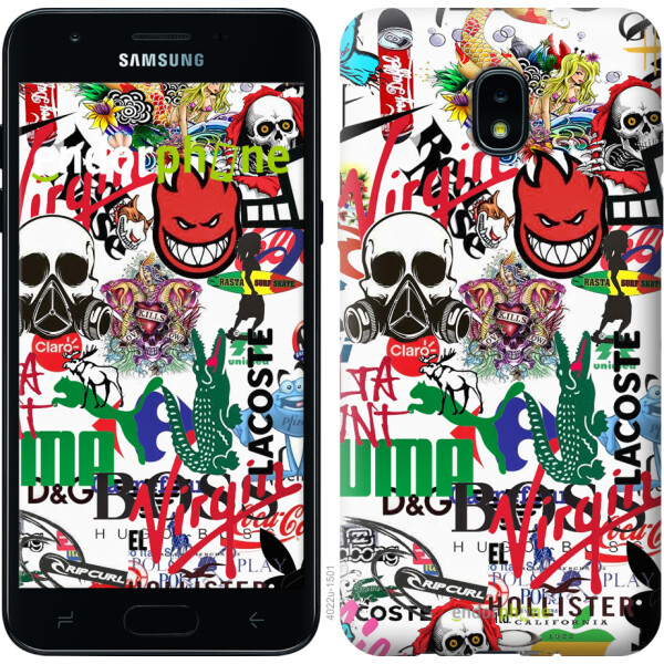 

Чехол на Samsung Galaxy J3 2018 Many different logos 4022u-1501, Силикон