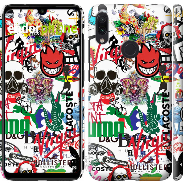 

Чехол на Xiaomi Redmi Note 7 Many different logos 4022m-1639, Пластик матовый