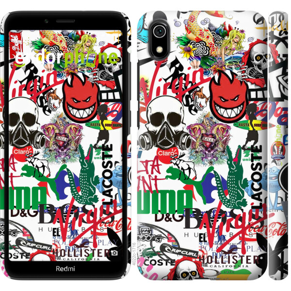 

Чехол на Xiaomi Redmi 7A Many different logos 4022u-1716, Силикон