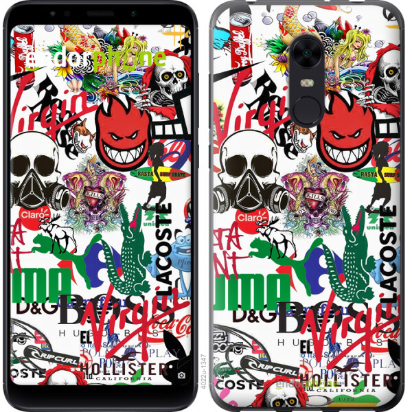 

Чехол на Xiaomi Redmi 5 Plus Many different logos 4022u-1347, Силикон