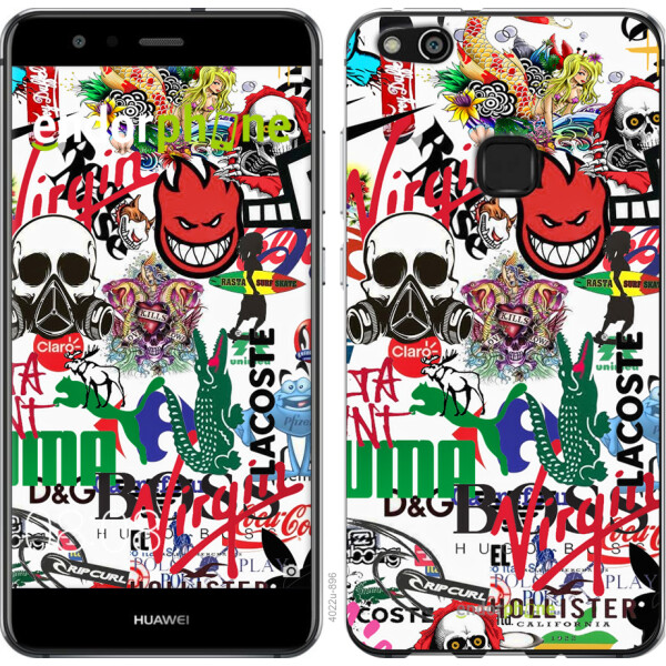 

Чехол на Huawei P10 Lite Many different logos 4022u-896