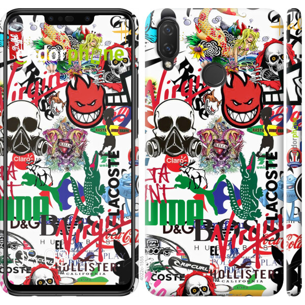 

Чехол на Huawei P Smart Plus Many different logos 4022u-1555, Силикон