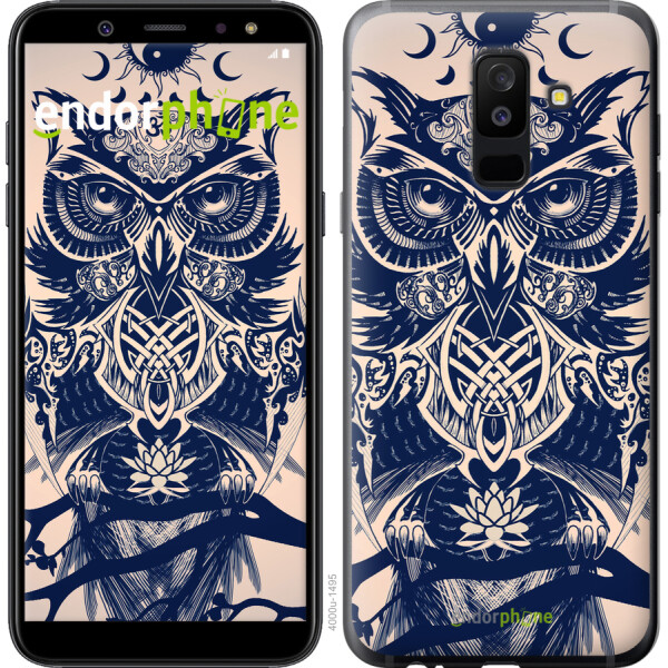

Чехол на Samsung Galaxy A6 Plus 2018 Узорчатая сова 4000m-1495, Пластик матовый